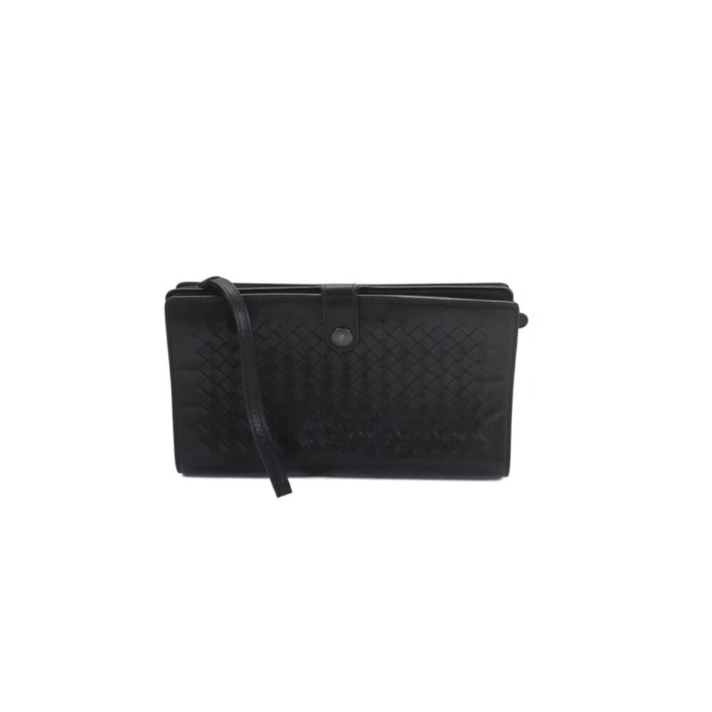 Bottega Veneta Women's Intrecciato Leather Wristlet Clutch Black